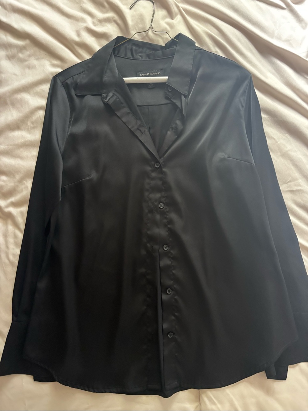 Banana Republic Black Silk Tailored Blouse